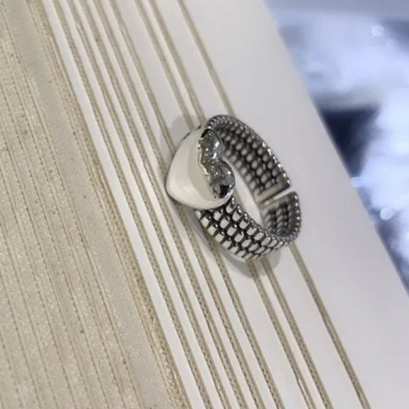 LOVE Heart Rings Vintage Handmade Weave Thai Silver adjustable ring New - Picture 8 of 16